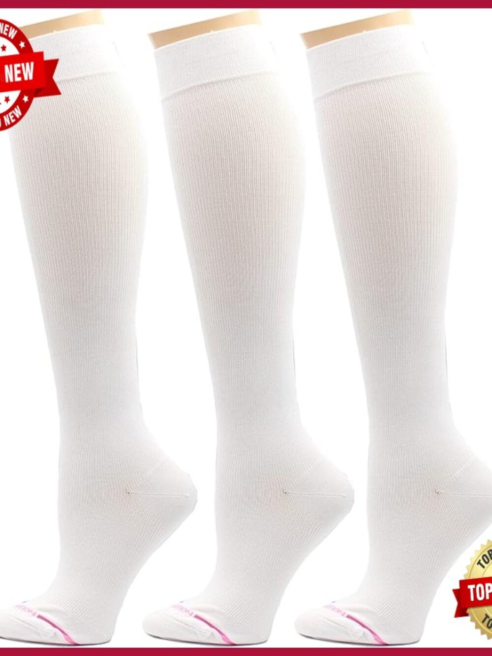 3 Pairs Graduated Compression Knee-Hi Socks 8-15 mmHg